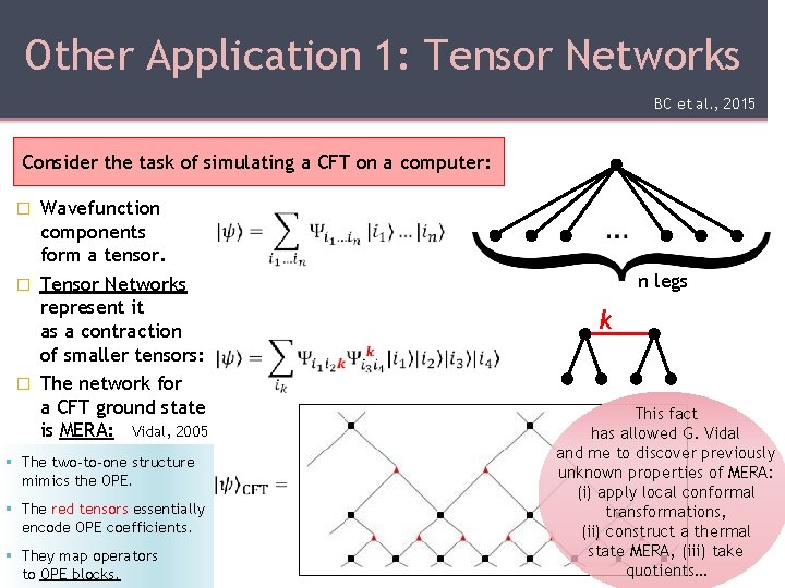 Other Application 1: Tensor Networks BC et al. , 2015 Consider the task of