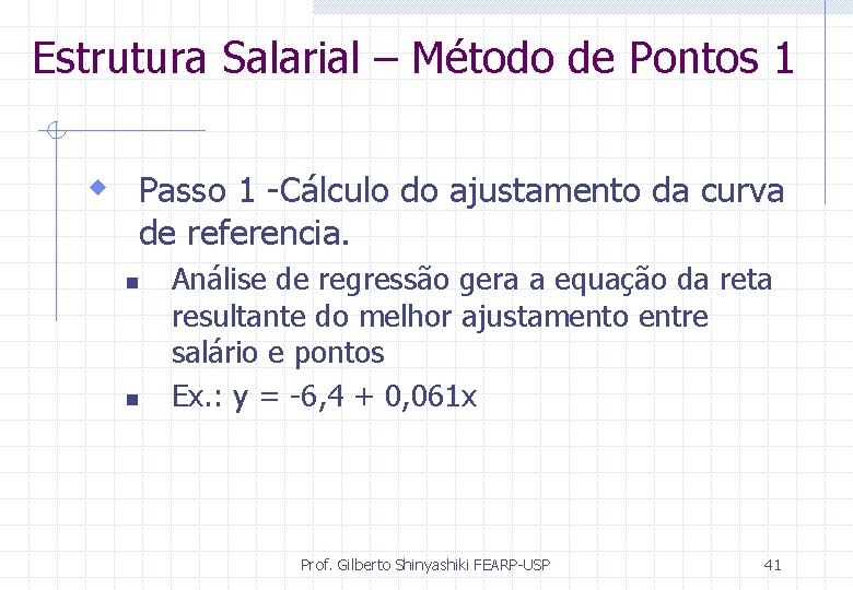 Estrutura Salarial – Método de Pontos 1 w Passo 1 -Cálculo do ajustamento da