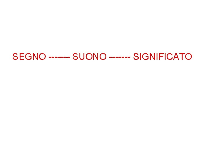 SEGNO ------- SUONO ------- SIGNIFICATO 