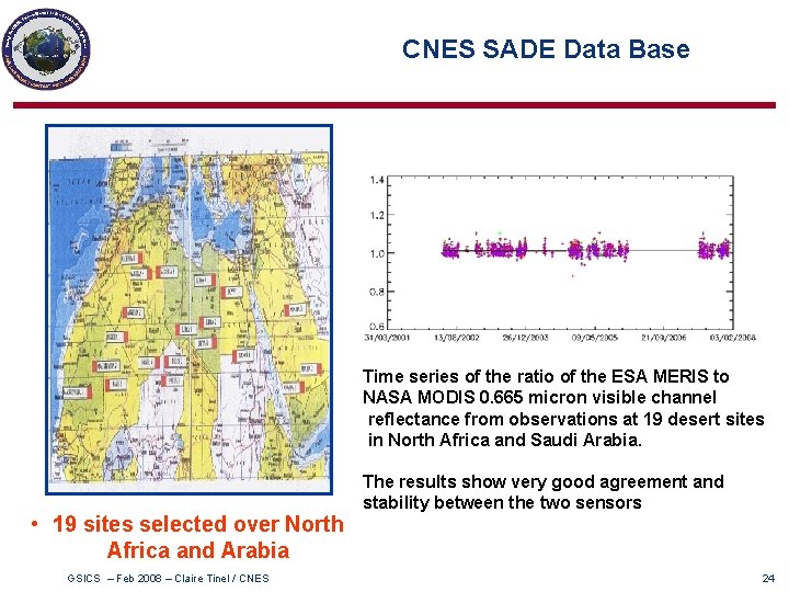 CNES SADE Data Base Time series of the ratio of the ESA MERIS to