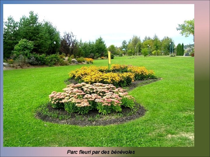 Parc fleuri par des bénévoles 