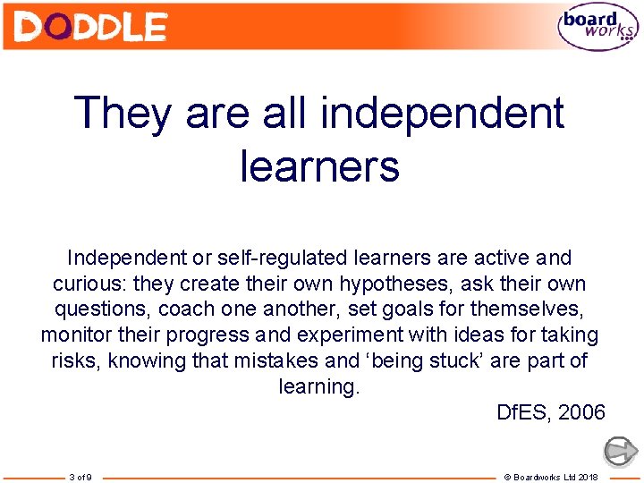 They are all independent learners Independent or self-regulated learners are active and curious: they