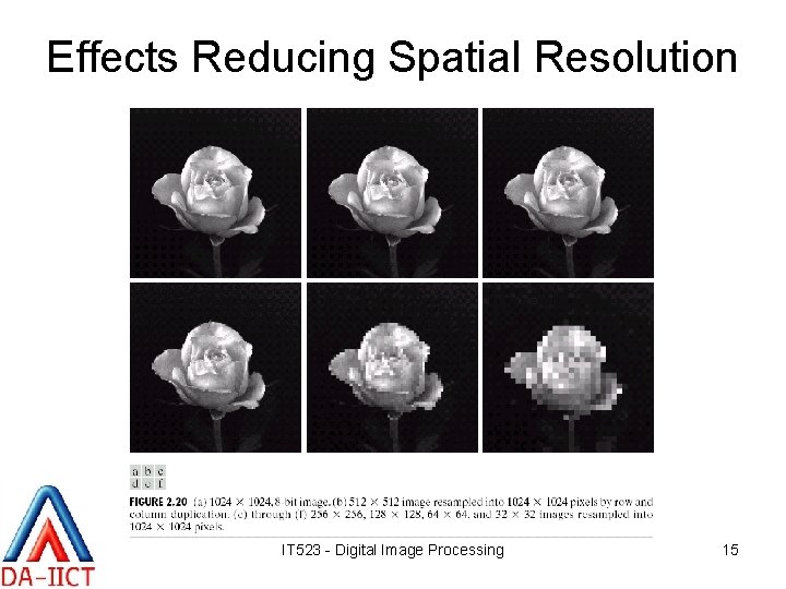 Effects Reducing Spatial Resolution IT 523 - Digital Image Processing 15 
