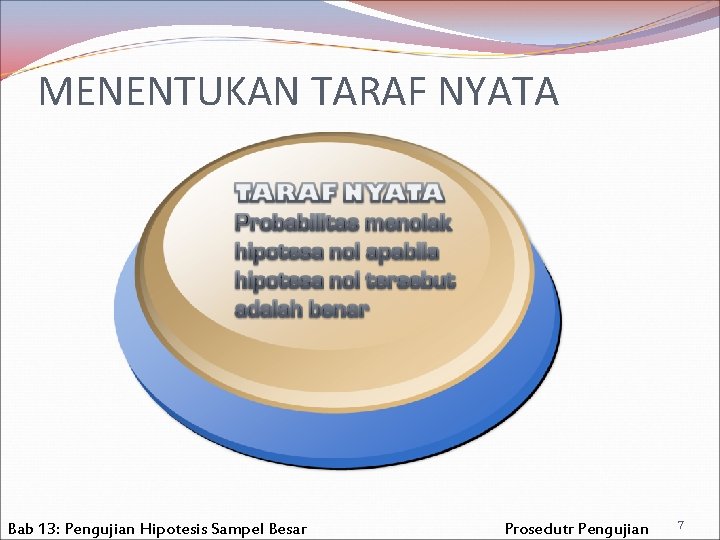 MENENTUKAN TARAF NYATA Bab 13: Pengujian Hipotesis Sampel Besar Prosedutr Pengujian 7 