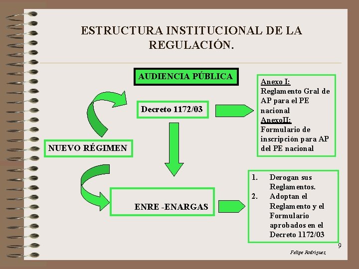 ESTRUCTURA INSTITUCIONAL DE LA REGULACIÓN. AUDIENCIA PÚBLICA Anexo I: Reglamento Gral de AP para