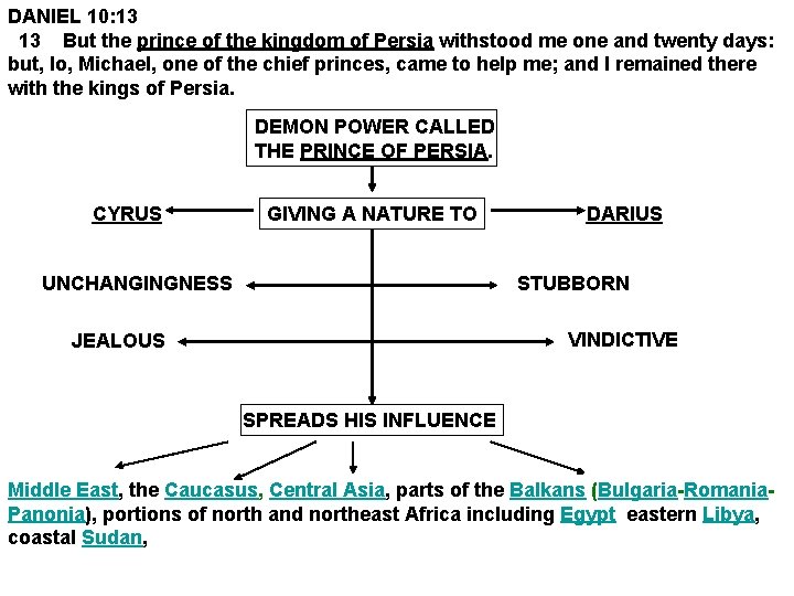 DANIEL 10: 13 But the prince of the kingdom of Persia withstood me one