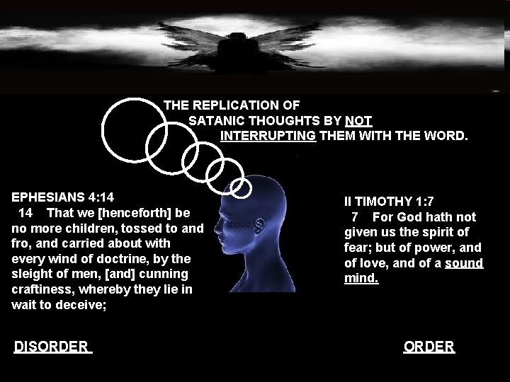 THE REPLICATION OF SATANIC THOUGHTS BY NOT INTERRUPTING THEM WITH THE WORD. EPHESIANS 4: