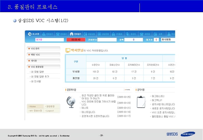 3. 품질관리 프로세스 삼성SDS VOC 시스템(1/2) 목적 Copyright © 2005 Samsung SDS Co. ,