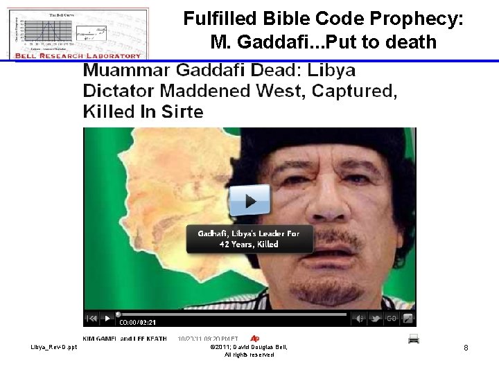 Fulfilled Bible Code Prophecy: M. Gaddafi. . . Put to death Libya_Rev-D. ppt ©