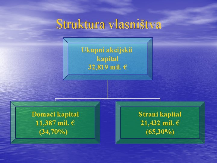 Struktura vlasništva Ukupni akcijskii kapital 32, 819 mil. € Domaći kapital 11, 387 mil.