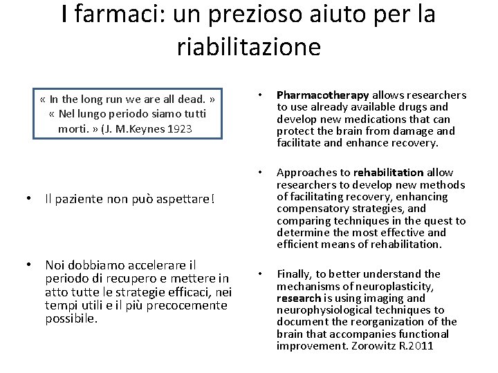 I farmaci: un prezioso aiuto per la riabilitazione « In the long run we