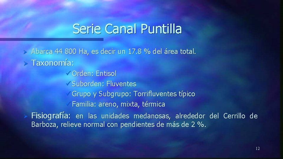 Serie Canal Puntilla Ø Abarca 44 800 Ha, es decir un 17. 8 %