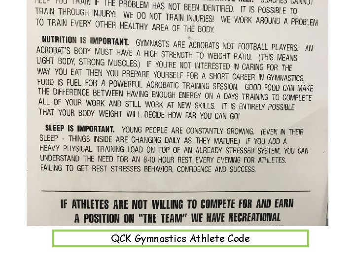 QCK Gymnastics Athlete Code 