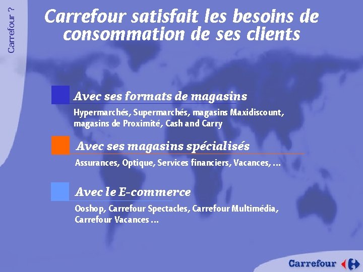 Carrefour ? Carrefour satisfait les besoins de consommation de ses clients Avec ses formats