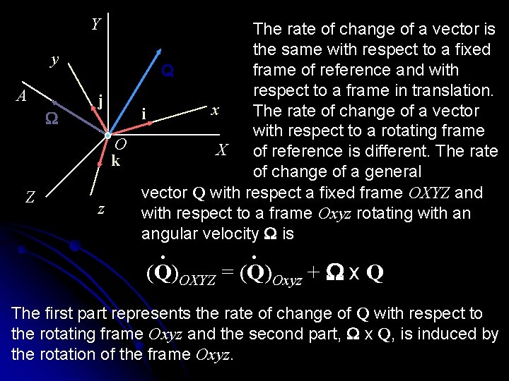 Y y A W Z The rate of change of a vector is the