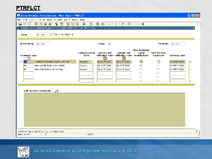 PTRFLCT California Community Colleges Banner Group • 2012 