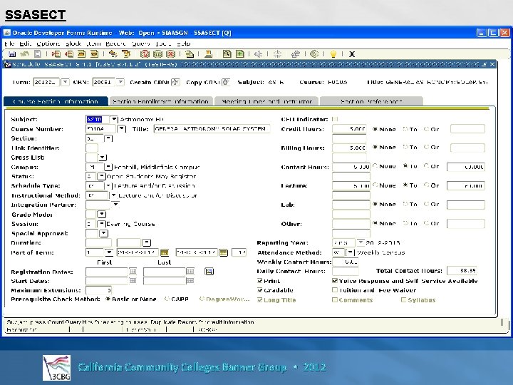 SSASECT California Community Colleges Banner Group • 2012 