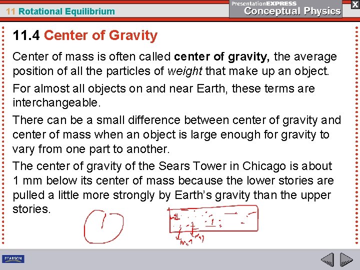 11 Rotational Equilibrium 11. 4 Center of Gravity Center of mass is often called