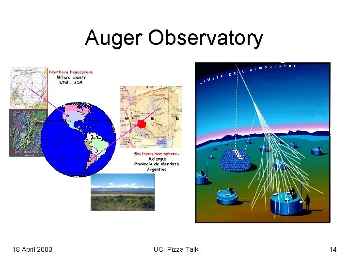 Auger Observatory 18 April 2003 UCI Pizza Talk 14 