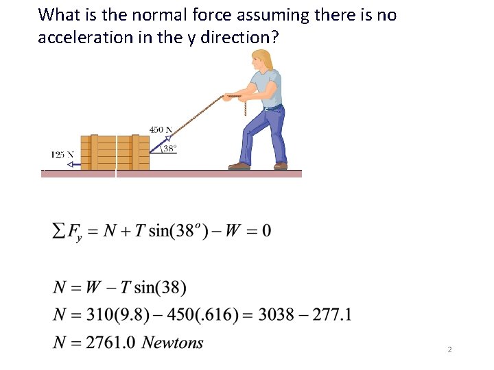 What is the normal force assuming there is no acceleration in the y direction?