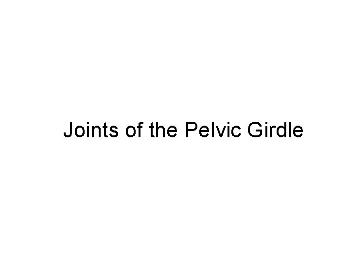 Joints of the Pelvic Girdle 