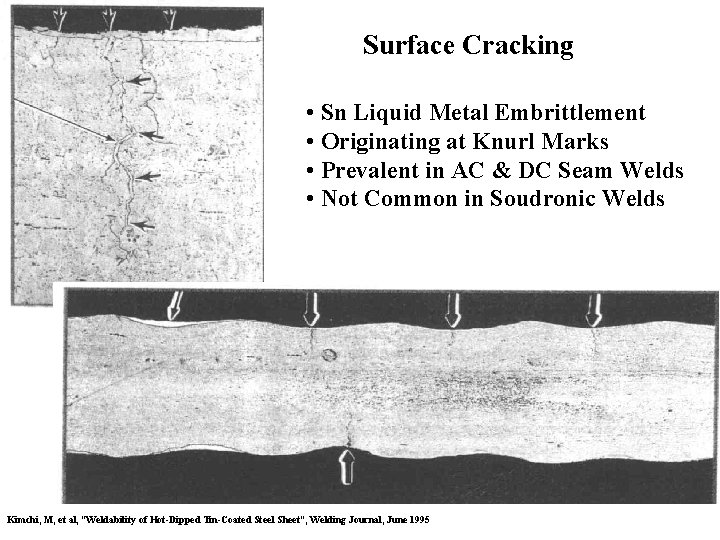 Surface Cracking • Sn Liquid Metal Embrittlement • Originating at Knurl Marks • Prevalent