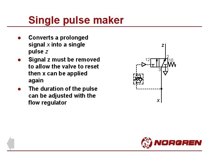 Single pulse maker l l l Converts a prolonged signal x into a single