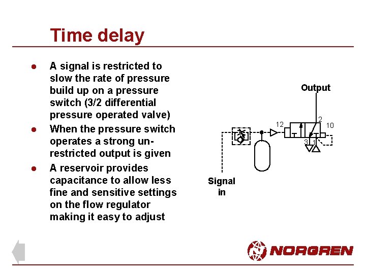 Time delay l l l A signal is restricted to slow the rate of