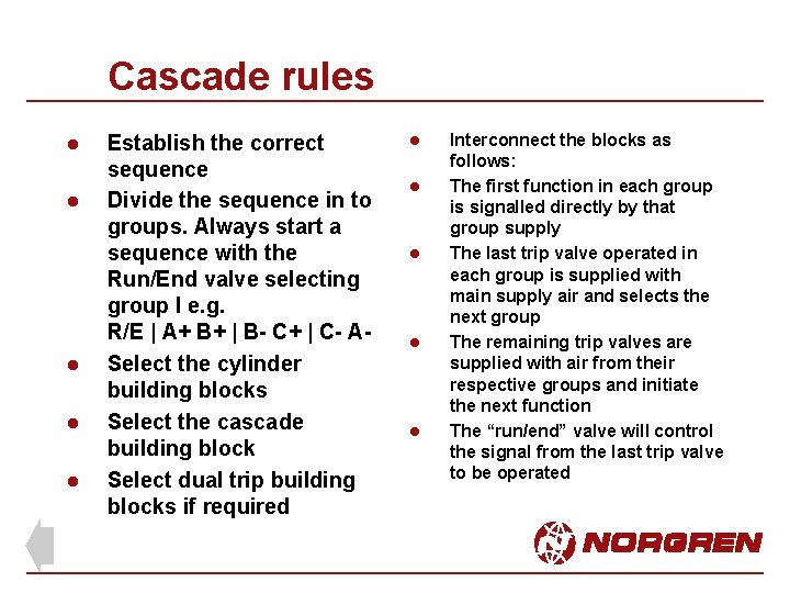 Cascade rules l l l Establish the correct sequence Divide the sequence in to