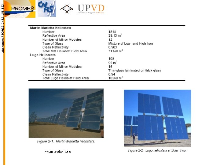 From Solar One Laboratoire PROMES CNRS UPR 8521 From Solar One Laboratoire PROMES CNRS UPR 8521