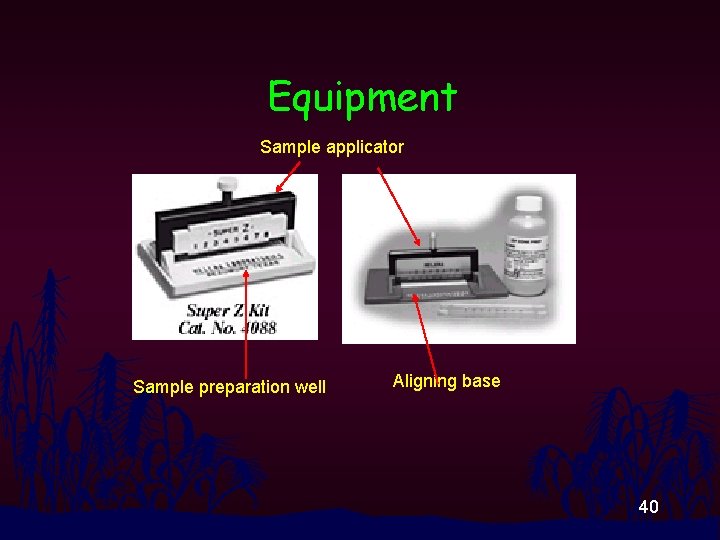 Equipment Sample applicator Sample preparation well Aligning base 40 