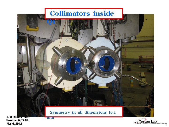 Collimators inside Q 1 R. Michaels, Jlab Seminar @ TAMU Mar 6, 2012 Symmetry