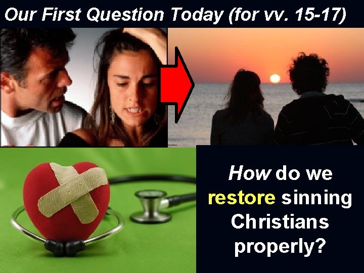 Our First Question Today (for vv. 15 -17) How do we restore sinning Christians