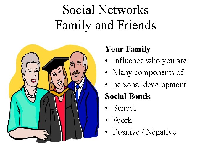 Social Networks Family and Friends Your Family • influence who you are! • Many