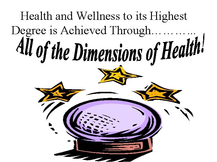 Health and Wellness to its Highest Degree is Achieved Through………. . . 