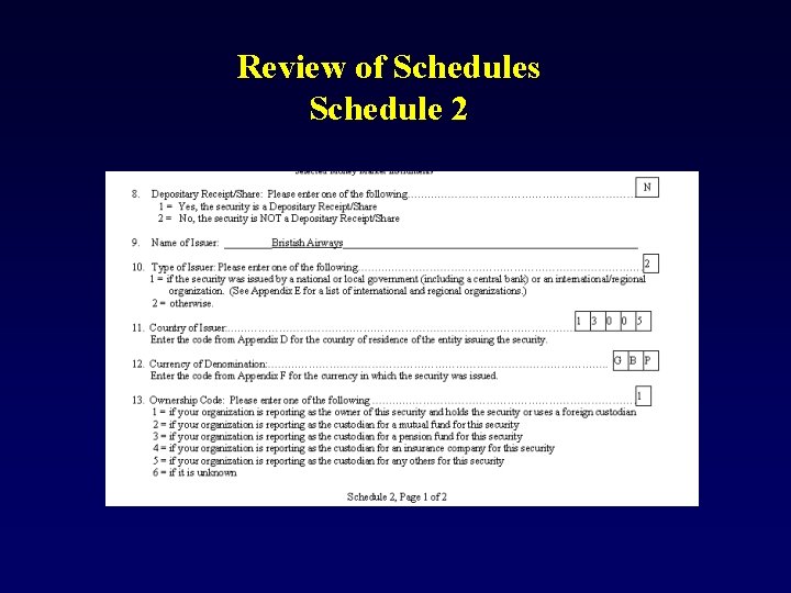 Review of Schedules Schedule 2 