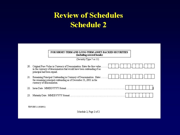 Review of Schedules Schedule 2 