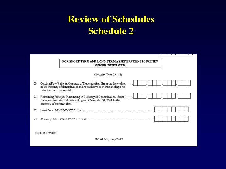 Review of Schedules Schedule 2 