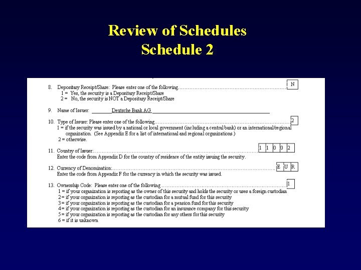 Review of Schedules Schedule 2 