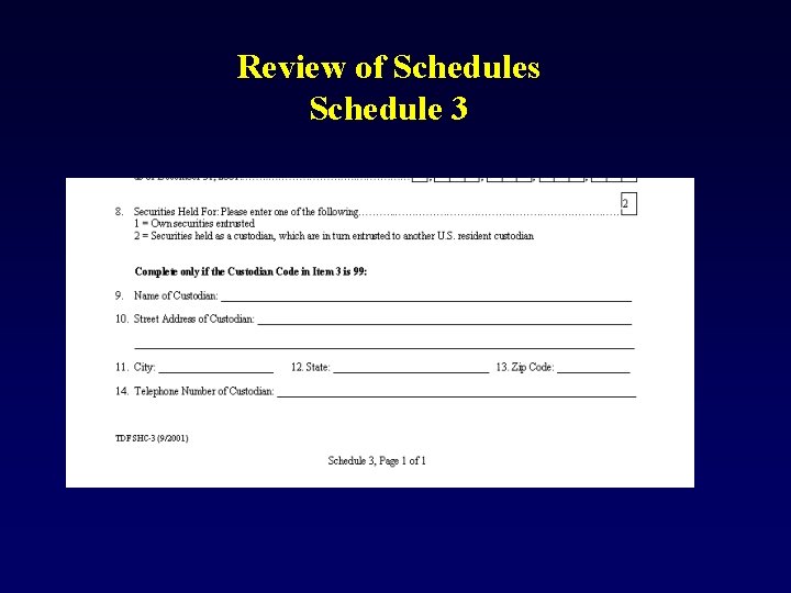 Review of Schedules Schedule 3 