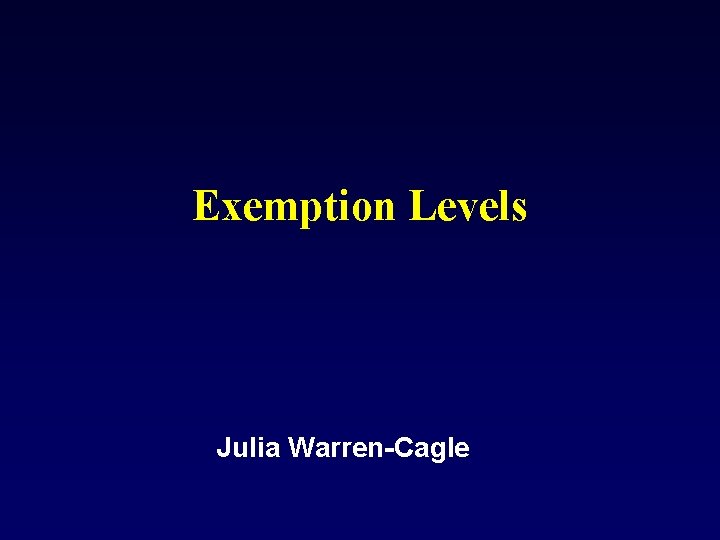 Exemption Levels Julia Warren-Cagle 