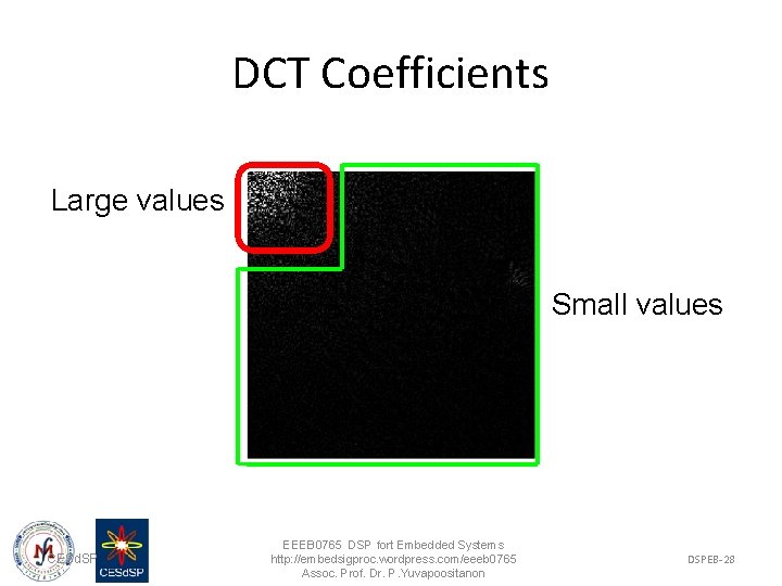 DCT Coefficients Large values Small values CESd. SP EEEB 0765 DSP fort Embedded Systems