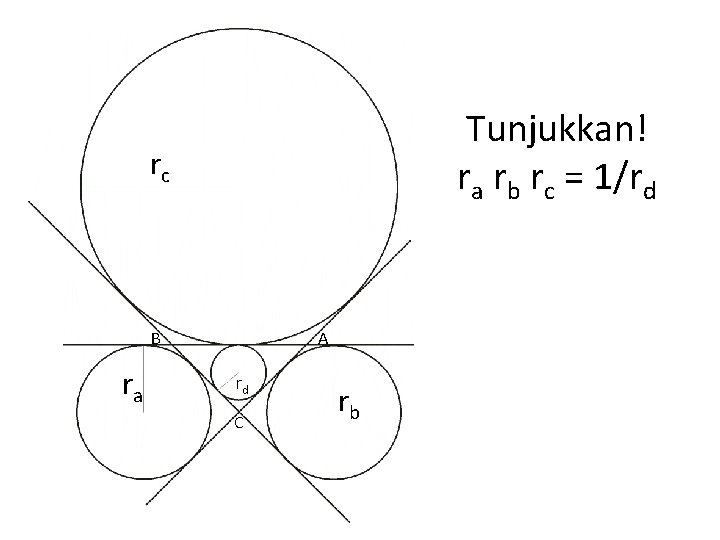 Tunjukkan! ra rb rc = 1/rd rc B ra A rd C rb 