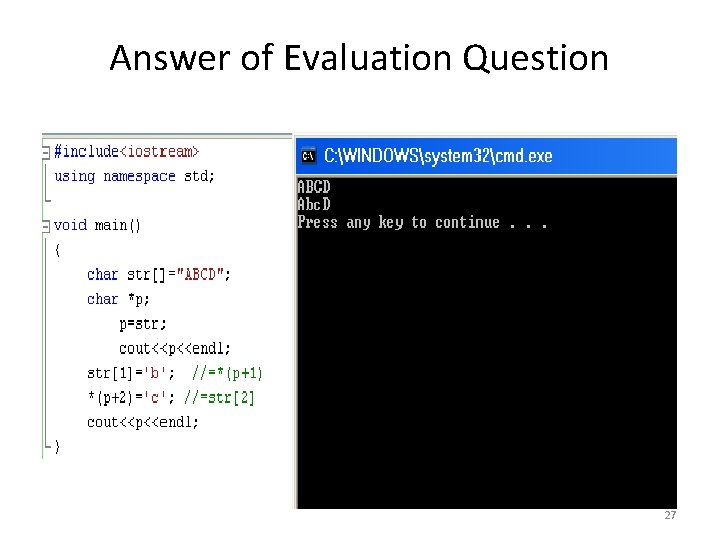 Answer of Evaluation Question 27 