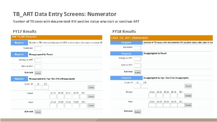 TB_ART Data Entry Screens: Numerator Number of TB cases with documented HIV-positive status who