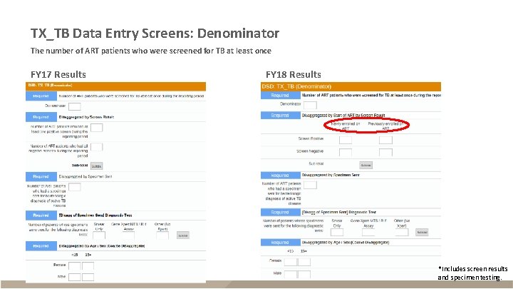 TX_TB Data Entry Screens: Denominator The number of ART patients who were screened for