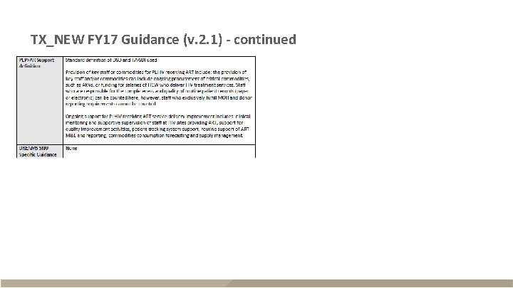 TX_NEW FY 17 Guidance (v. 2. 1) - continued 