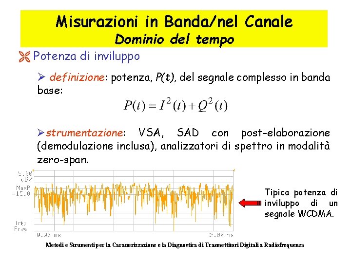 Misurazioni in Banda/nel Canale Dominio del tempo Ë Potenza di inviluppo Ø definizione: potenza,