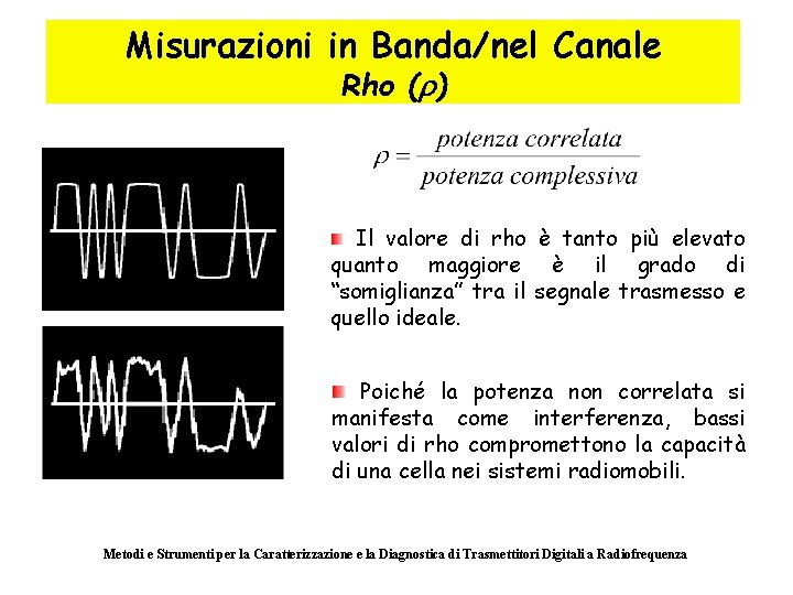 Misurazioni in Banda/nel Canale Rho (r) Il valore di rho è tanto più elevato