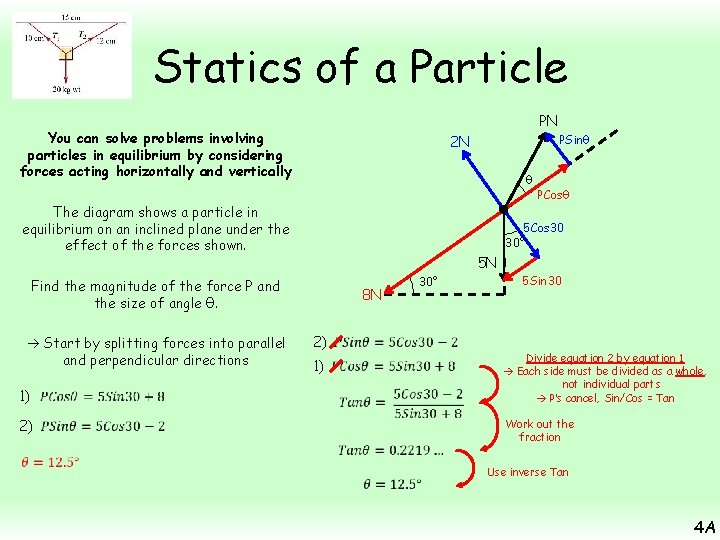 Statics of a Particle PN You can solve problems involving particles in equilibrium by